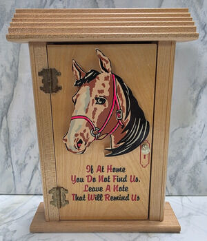 Vintage Horse Wooden Wall Mounted Note/Message Holder w/Original Pad & Pencil